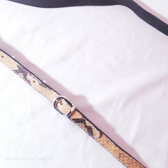 Talbots Snake Print Leather Mini Crossbody Bag Tan Brown Top Zip - Picture 4 of 8